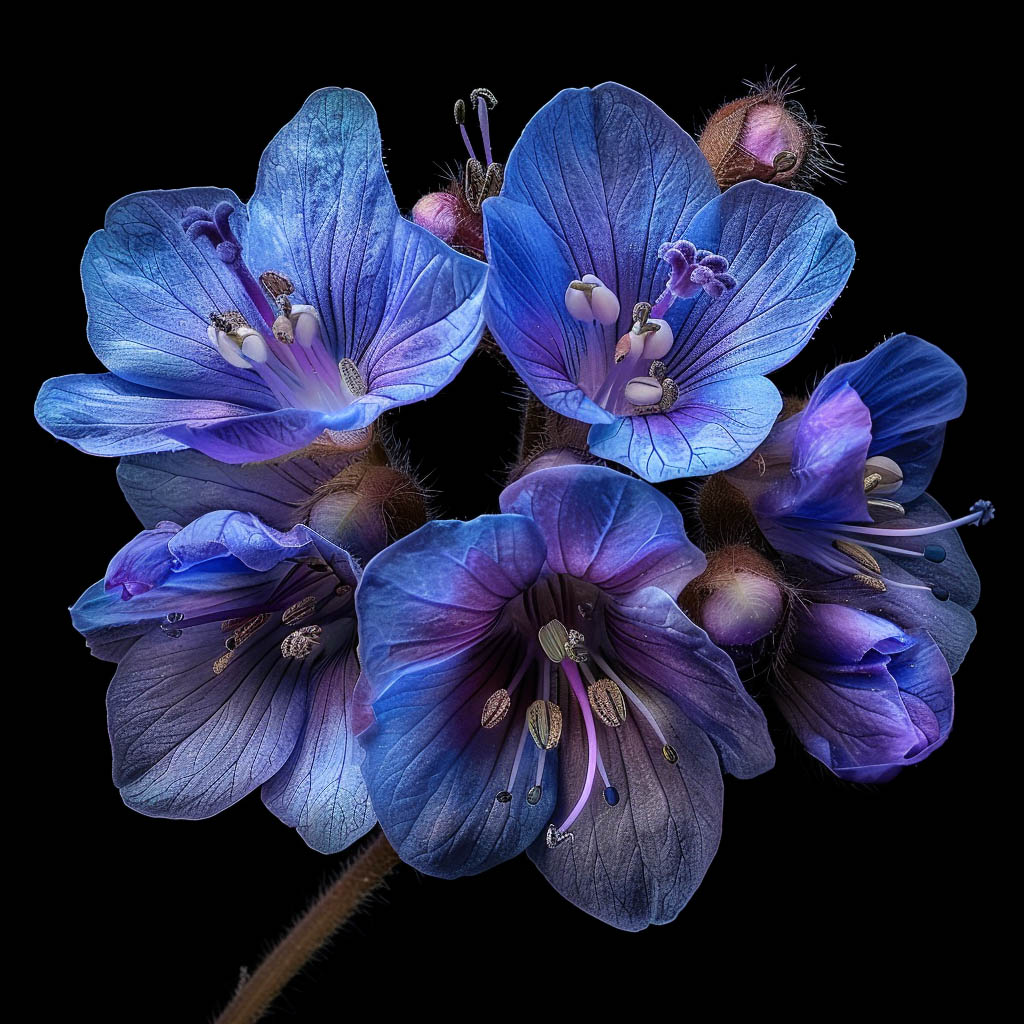 Kwiat facelii błękitnej na zbliżeniu