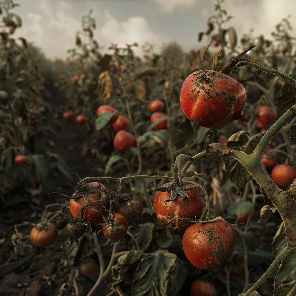 Zaraza ziemniaczana na plantacji pomidorów