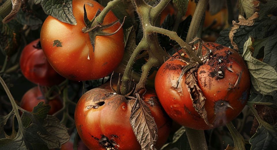 Zbliżenie na zarazę ziemniaków na pomidorach